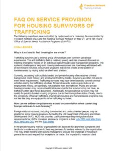 FAQ on service provision for survivors of trafficking